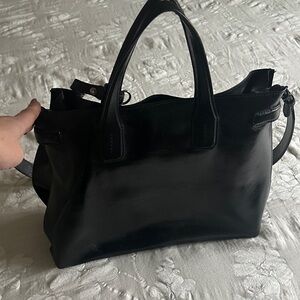 Burberry Glossy Black Leather Tote